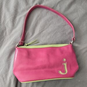 Y2K Vintage "J" Initial Pink and Green Shoulder Bag